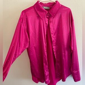 Blue B Rhinestone Satin Blouse